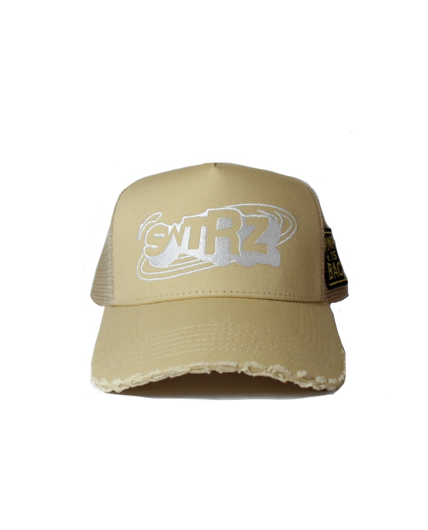 SWEATEARZ “Pimpin’ Is Back” Tan Trucker Hat